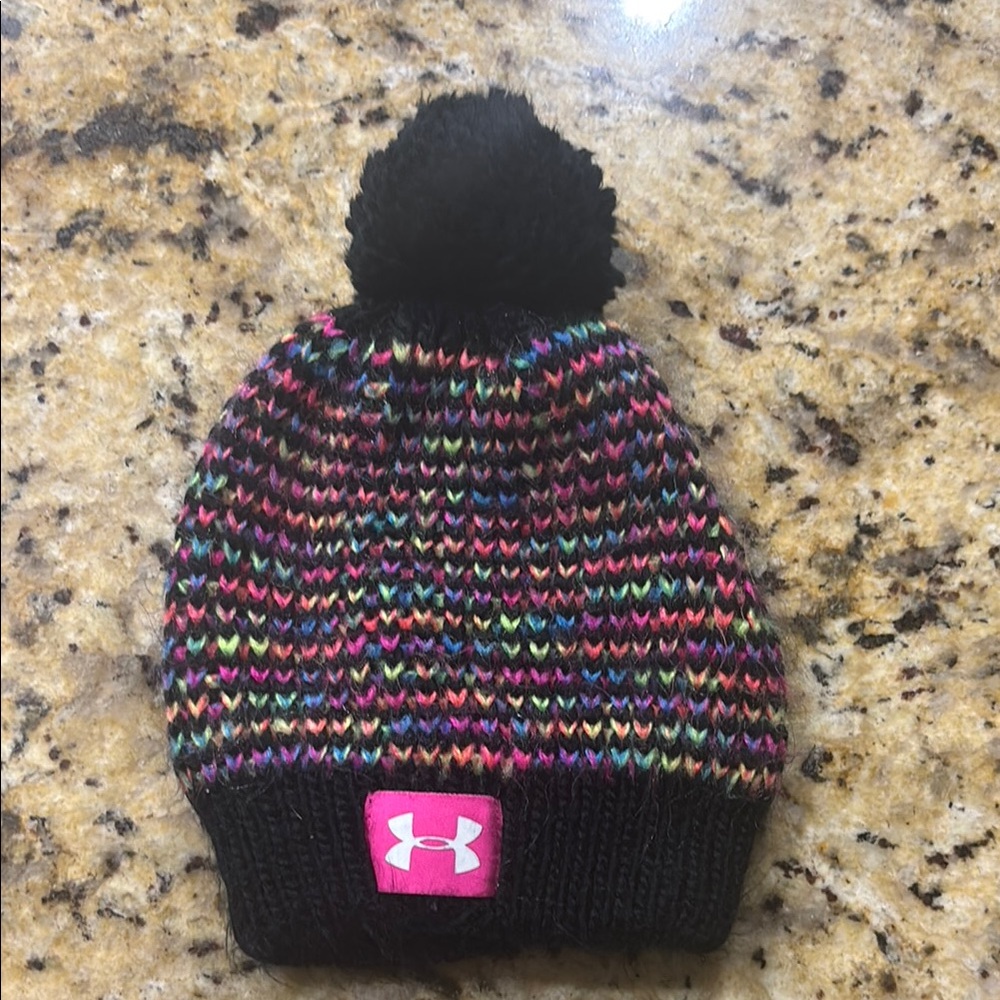 Under Armour Black and Pink Knit Beanie Hat